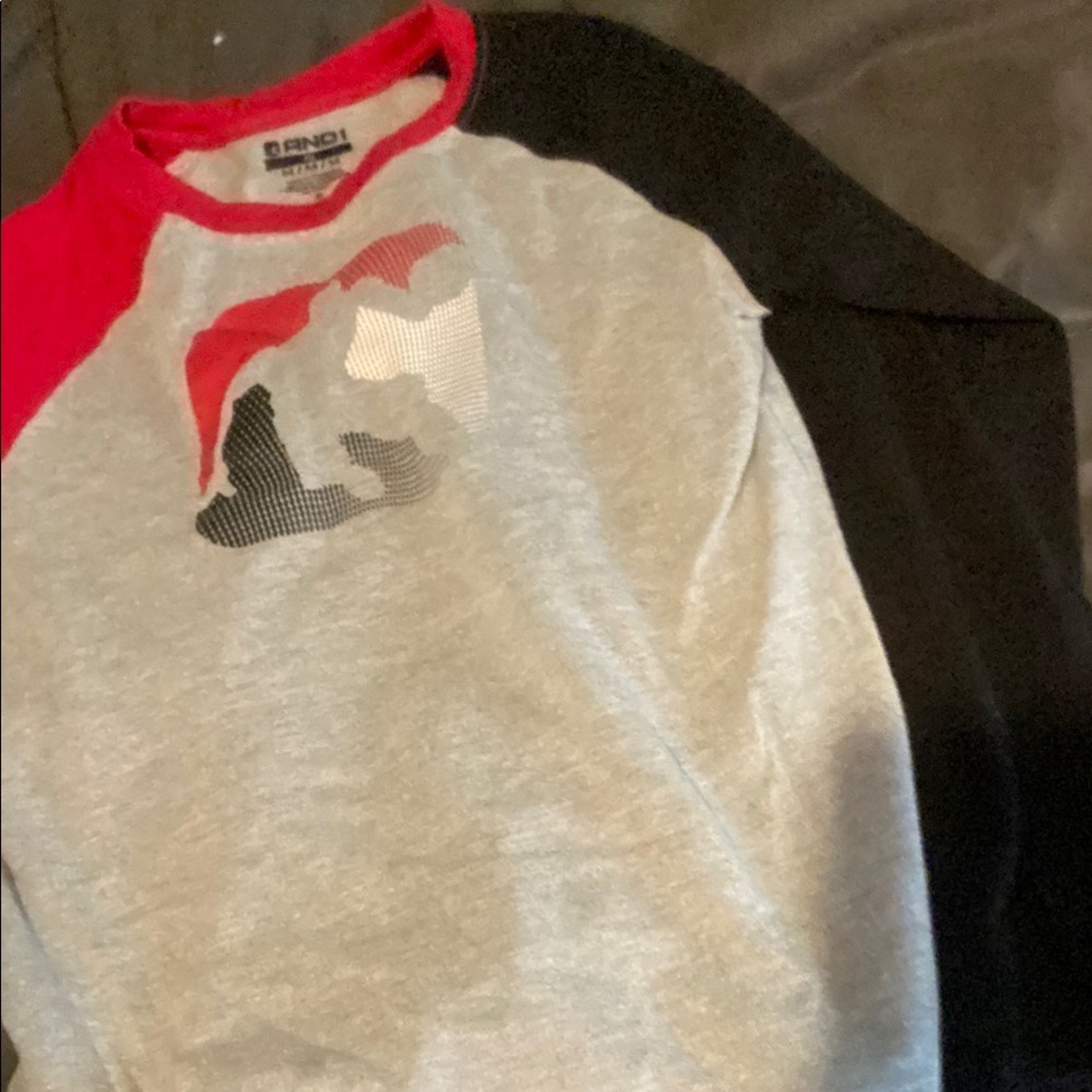 AND1 Kids Red and Black Long Sleeve Tee
